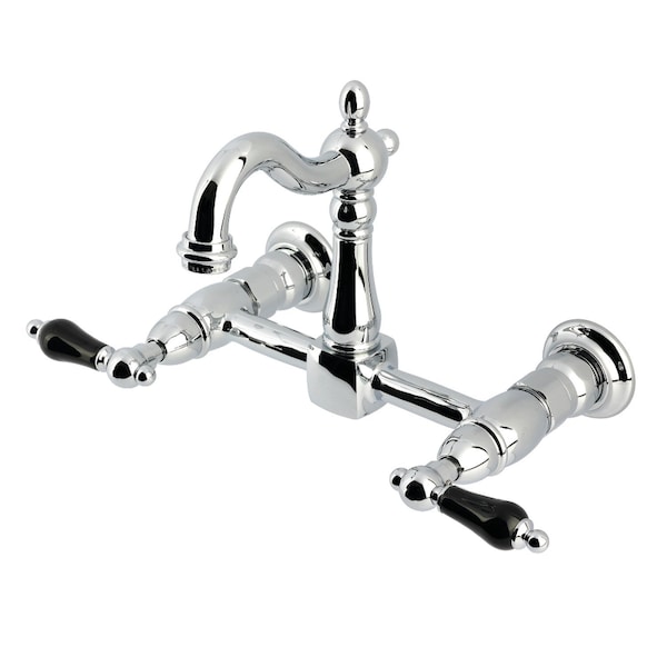 Kingston Brass Two-Handle Wall Mount Bridge Kitchen Faucet, Polished Chrome KS2441PKL - main