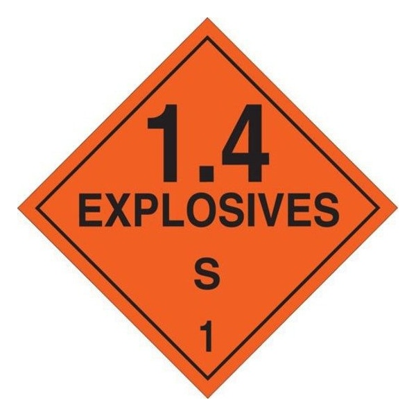 Brady Vehicle Placard, Explosives 1.4 63332 - main