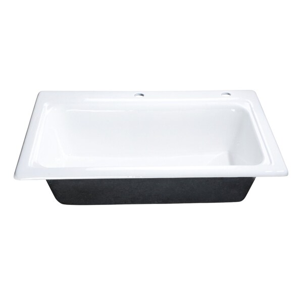 Kingston Brass 33" Cast Iron Self-Rimming Single Bowl Drop-In Kitchen Sink, 2-Hole, White GT332292 - main
