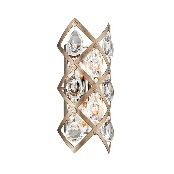 Corbett Lighting Tiara 2 Light Wall Sconce 6.75 In. Stria Gold Leaf/Stainless Steel 214-12-SGL/SS - main
