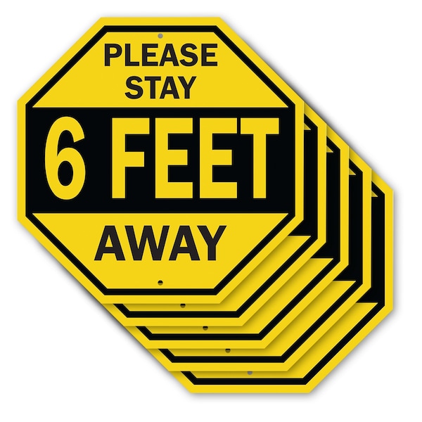 Signmission Please Stay 6 Feet Away, 10 inch X 10 inch, Aluminum Metal Signs, 5PK OC-A-5Pack-10-198 - main