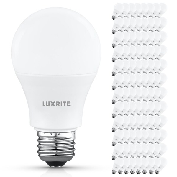 Luxrite A19 LED Light Bulb 60 Watt Equivalent, Non-Dimmable, 4000K Cool White, 800LM, Standard LED, 96PK LR21533 - main