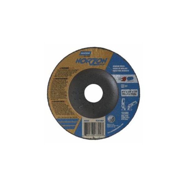 Norton Co Type 27 NorZon Plus Depressed Center Wheel, 4 1/2 in Dia, 1/8 in Thick, 7/8 in Arbor, 25PK 547-66252843324 - main