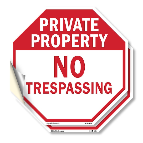 Signmission Private Property No Trespassing, 4 inch X 4 inch, Vinyl Decal, 2PK OC-D-2PACK-4-161 - main