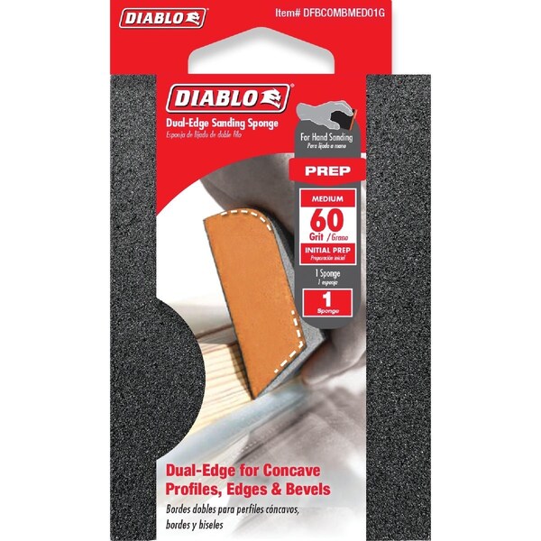 Diablo 2-1/2'' x 4'' x 1'' 60 Grit, Medium Dual-Edge Sanding Sponge DFBCOMBMED01G - main