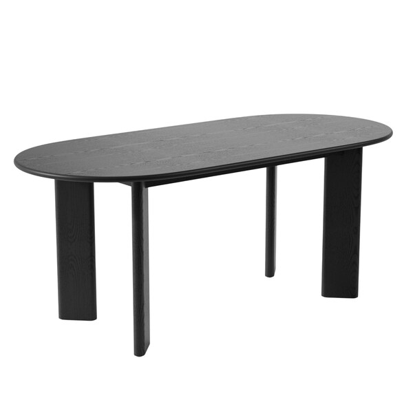Homeroots 66" Black Solid Wood Oval Dining Table 712851 - main