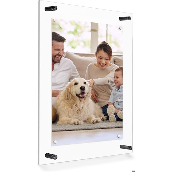 Fab Glass And Mirror Single Acrylic Magnet Wall Frame Size: 23in x8in for Art 5in x7in Black F1AC3M23X8BL - main