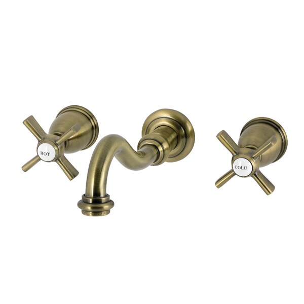 Kingston Brass Double-Handle Wall Mount Bathroom Faucet, Antique Brass KS3123ZX - main