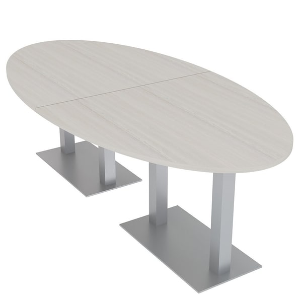 Skutchi Designs Oval Conference Table With Power Unit, 48 in W, 96 in L, Ivory HAR-OVL-48X96-DOU-K458-NA - main