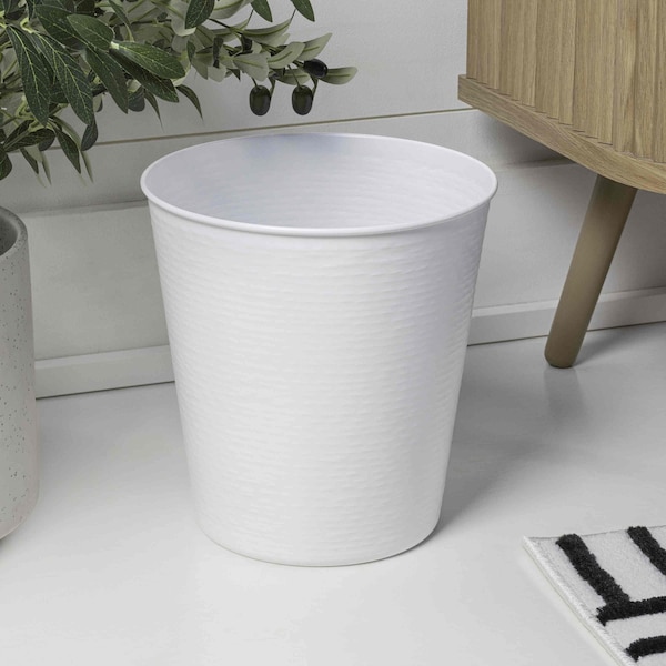 Happimess Remi Modern Classic Textured Steel 2-Gallon Wastebasket, Matte White HPM1112D - main