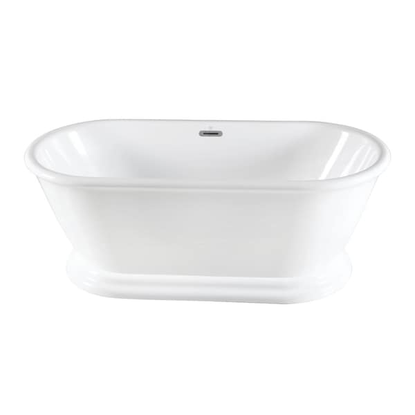 Kingston Brass 71" Acrylic Oval Double Ended Pedestal Tub with Drain, No Faucet Drillings, Glossy White VTDE713224 - main