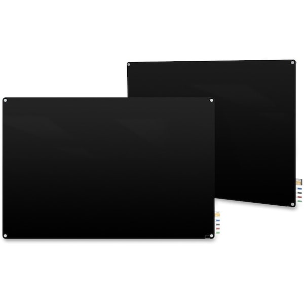 Ghent Dry Erase Board, Glass, 48 in, 96 in, No Frame Frame, Black, Gloss HMYRM48BK - main