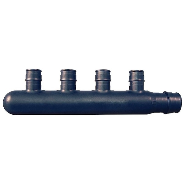 Apollo Valves ExpansionPEX Series Closed Manifold, 612 in OAL, 1Inlet, 34 in Inlet, 4Outlet, Brass EPXM4PT - main