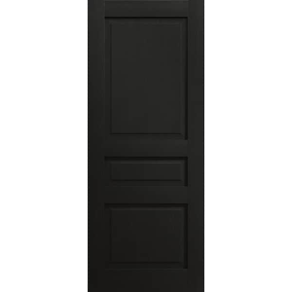 Sartodoors Slab Door Panel 32 x 80 inches, Ego 5012 Painted Black Oak, Wood Veneer Doors, Pocket Closet Slid EGO5012S-CHK-32 - main