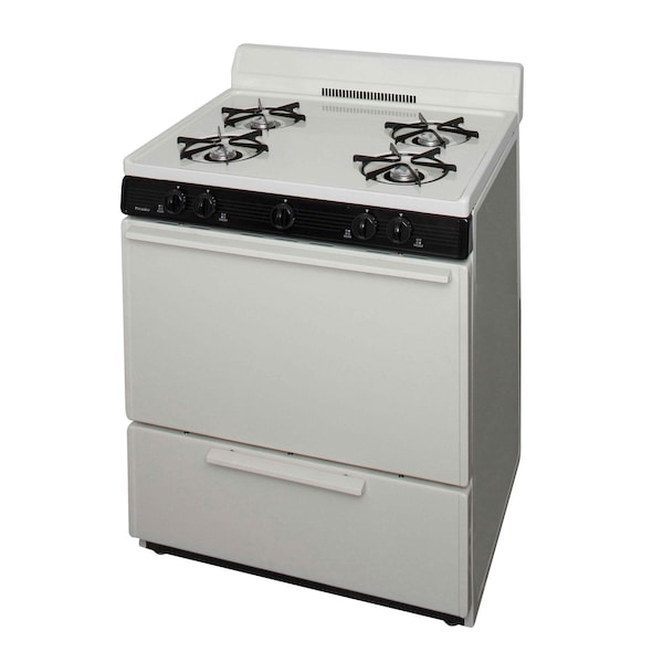 Premier Gas Range, Four 9100 BTU Open Burners, 30 inW x 40 inH x 26 inD, 3.91 cu. Ft., Biscuit 805743 - main