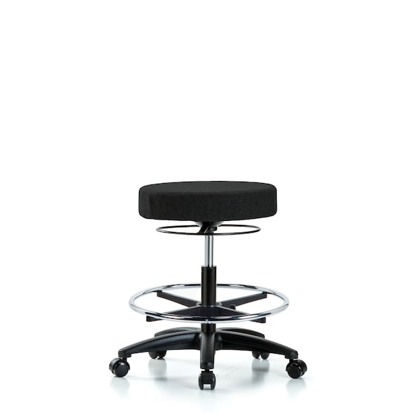 Blue Ridge Ergonomics Bench Stool, Med, Fabric, CF, Casters, Blk BR-FMBSO-RG-CF-RC-F42 - main
