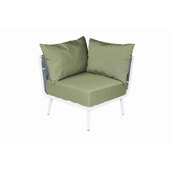 Bfm Seating Cayman Corner Sofa - Medium Gray flat rope, White powder coat aluminum, ganging bracket PHPCGRWH-5487 - main