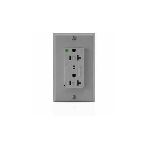 Leviton Straight Blade Receptacle, 5-20R, 20 A, 125V AC, Flush Mount, Self-Grounded T8380-GY - main