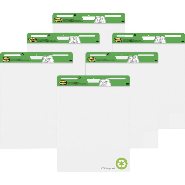 3M Post-it Easel Pads Self-Stick Recycled Easel Pads 559RPVAD6, 25" x 30", White, 30 Shts, 6/Pack 559RPVAD6 - main