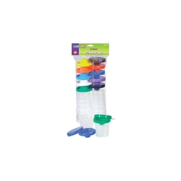 Creativity Street No-Spill Round Paint Cups with Colored Lids, 3in, PK 10 PAC5100 - main