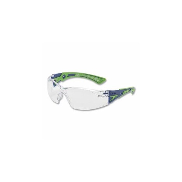 Bolle Safety Rush+ Series Safety Glasses, Clear Lens, Platinum Anti-Fog, Anti-Scratch, Green/Blue Frame, 10PK 286-40256 - main