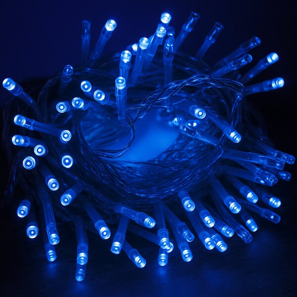 Elegani 100 LED String Lights with Flexible Clear Wire - Blue, Indoor/Outdoor, 33ft, Waterproof PH-100-LD-BLU - main