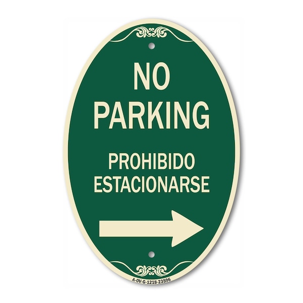 Signmission No Parking Prohibido Estacionarse With Left , 12 In X 18 In Architectural, Heavy Gauge Aluminum A-OV-G-1218-23596 - main