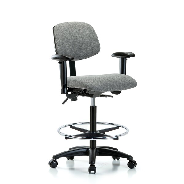 Blue Ridge Ergonomics Chair, Fabric, Hi Bench, AA CF Casters, Gry, 6-Way Adjustable, 26" to 35-1/2" Height, Grey BR-FHBCH-RG-T0-A1-CF-RC-F44 - main