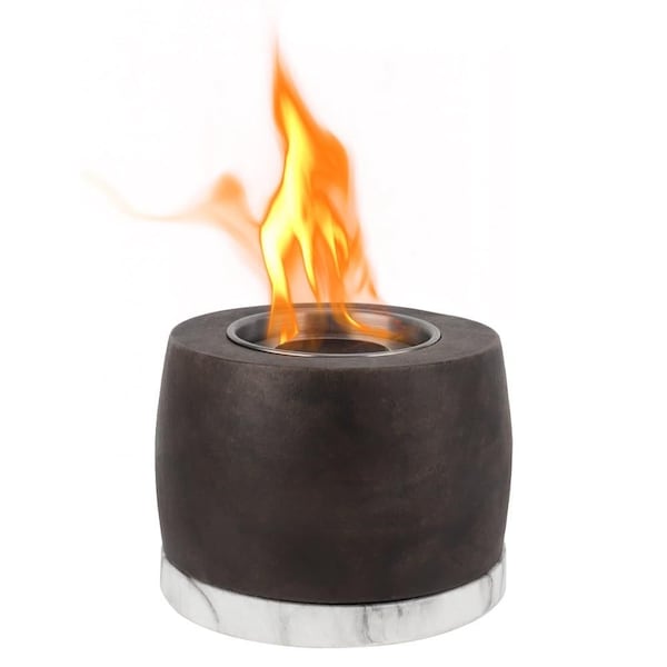 Homeroots 5in Black And White Bioethanol Portable Tabletop Firepit 654322 - main