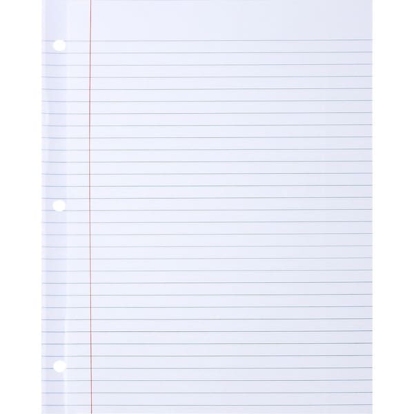 Sparco Mylar Reinforced Filler Paper, 8-1/2" x 11", Wide Ruled, White, 100 Sheets/Pack WB213R - main