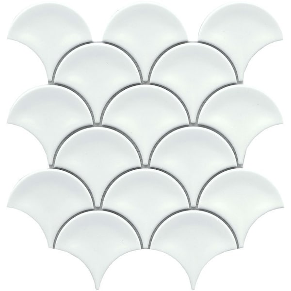 Emser Tile Reward Series Porcelain Mosaic Tile, 11 in L Tile, 10 in W Tile, Pressed Edge, Fan Pattern, 10PK F27REWAWH1011MFN - main