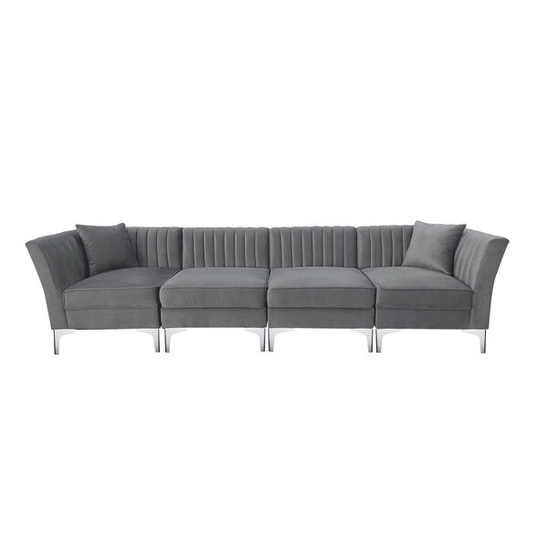 Homeroots 116" Gray Velvet Sofa With Toss Pillows 565010 - main
