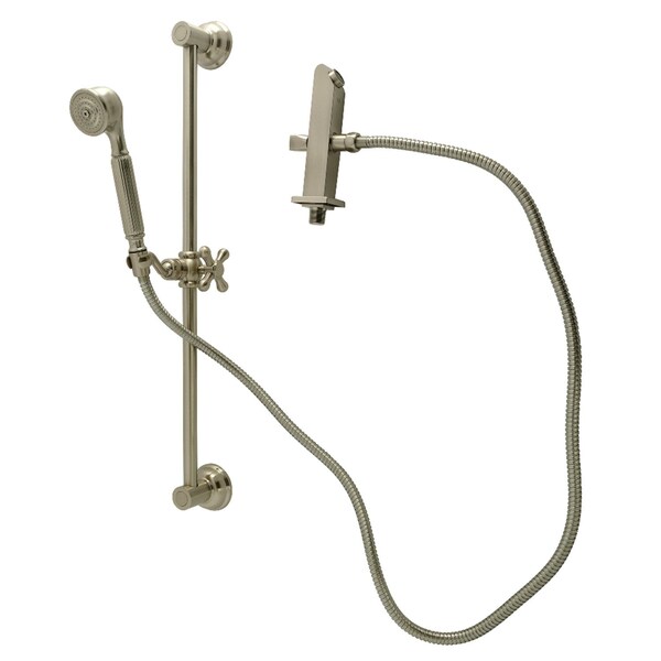Kingston Brass Shower System with Slide/Grab Bar and Hand Shower, Brushed Nickel KCK3328W8 - main