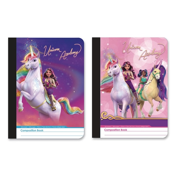Inkology Composition Book, Random Unicorn Academy Cover Designs, Medium/College Rule, (100) 9.75 x 7.5 Sheets INK-47922-12PDQ - main