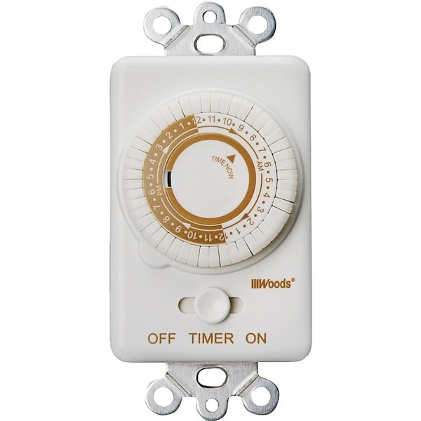 Southwire Mechanical Timer, 20 A, 125 V, 2500 W, 24 hr Time Setting, 24 On/Off Cycles Per Day Cycle, White 59745 - main