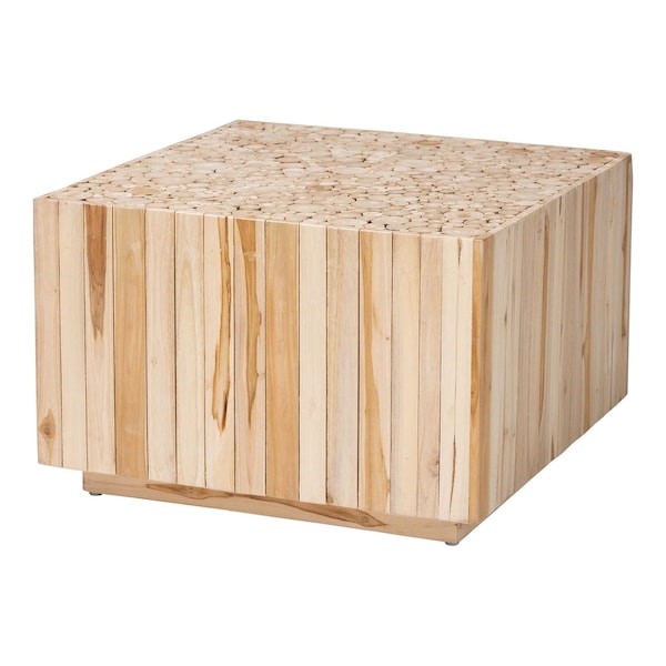 Bali & Pari Augusta Bohemian Natural Teak Wood Coffee Table with Unique Repurposed Wood Logs 247-13736-ZORO - main