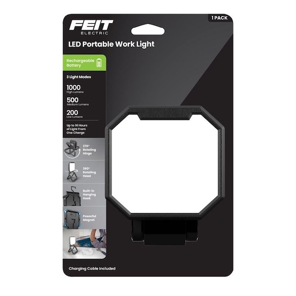 Feit Electric Feit 1000 lm LED Rechargeable Hanging Hook Folding Worklight WORK1000FOLDBAT - main