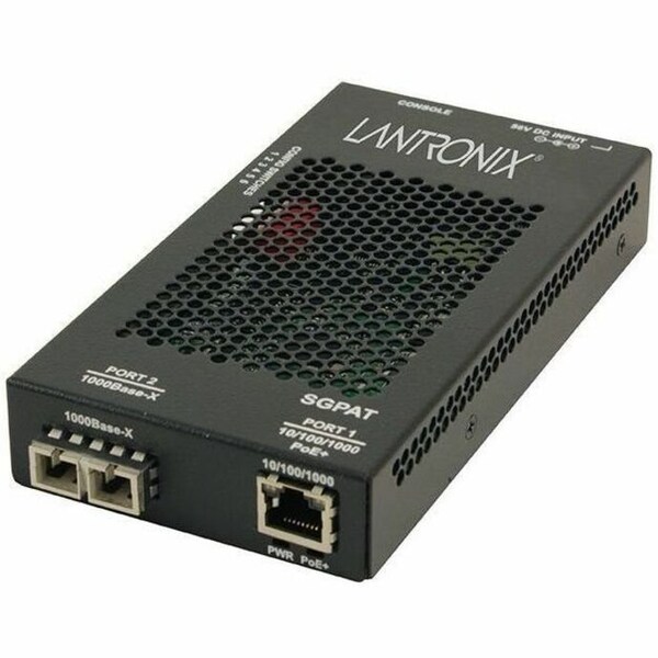 Transition Networks 10/100/1000 PoE+ RJ-45 to 1000Base-SX MM SC Media Converter w/ -NA Power SGPAT1013-105-NA - main