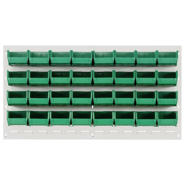 Quantum Storage Systems 36X19 HC LOUVERED PANEL W/32 BINS GREEN QLP-3619HC-220-32GN - main