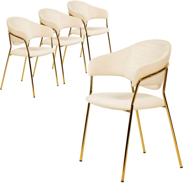Leisuremod Bella Collection Modern Dining Chair in Off White, 4PK BC21OW4 - main