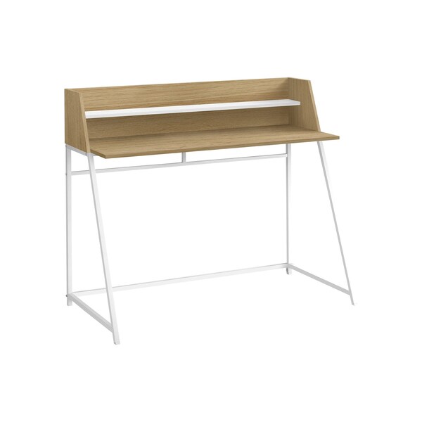 Homeroots 47" Natural and White Wood and Metal Sled Computer Desk 489987 - main