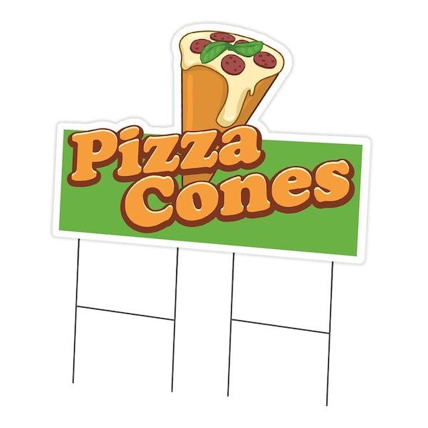 Signmission Pizza Cones Die Cut Yard Sign & Stake outdoor plastic coroplast window, C-DC-2436-Pizza Cones19 C-DC-2436-Pizza Cones19 - main