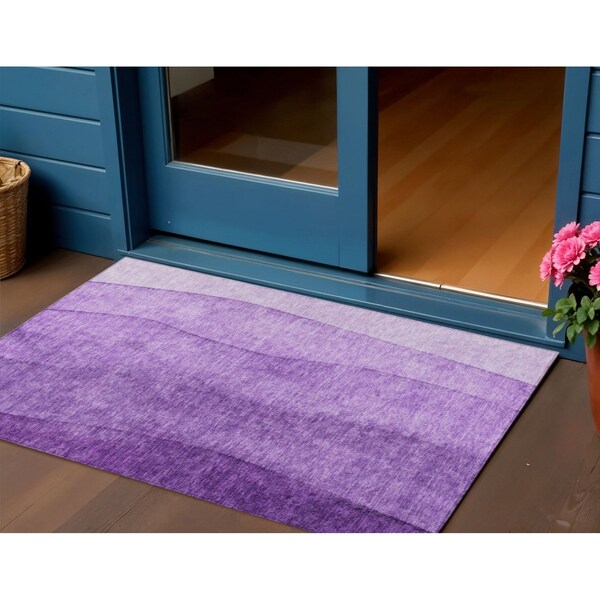 Homeroots 3' X 5' Purple And Lavender Ombre Washable Indoor Outdoor Area Rug 581822 - main