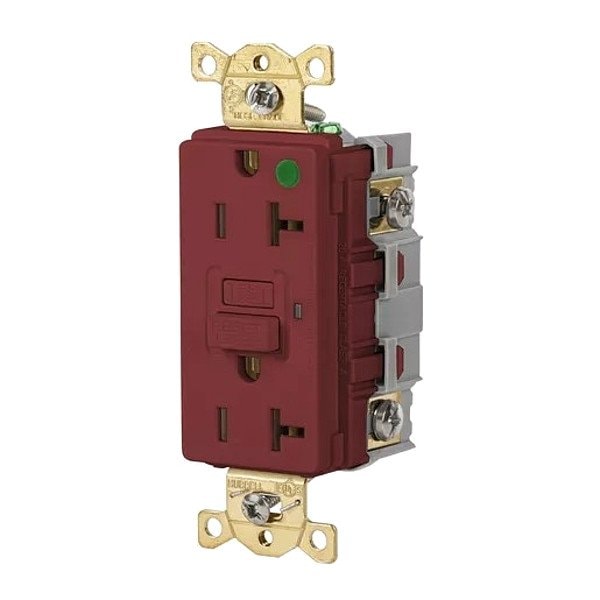 Hubbell Wiring Device-Kellems GFCI Receptacle, 20A, 125VAC, 5-20R, Red GFR83R - main