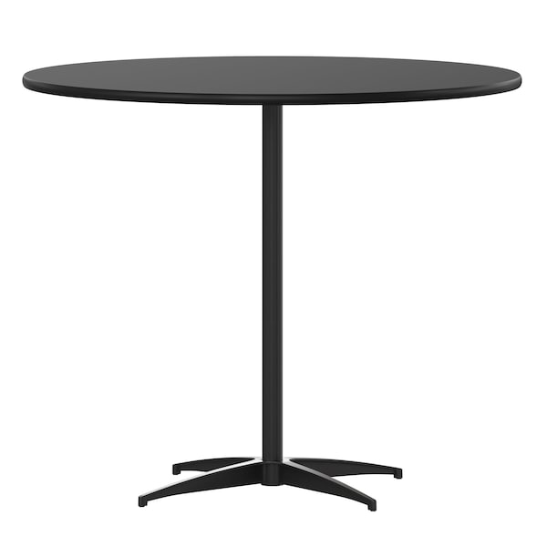 Flash Furniture Lars 36 in Round Wood Cocktail Table with 30 in and 42 in Columns, Black XA-36-COTA-BK-GG - main
