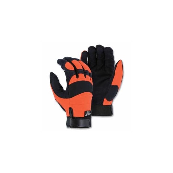 Hawk Armor Skin Mechanics Gloves with Knit Back, Armor Skin, 11/X-Large, Black/Hi-vis Orange, 12PK 472-2137HO/11 - main