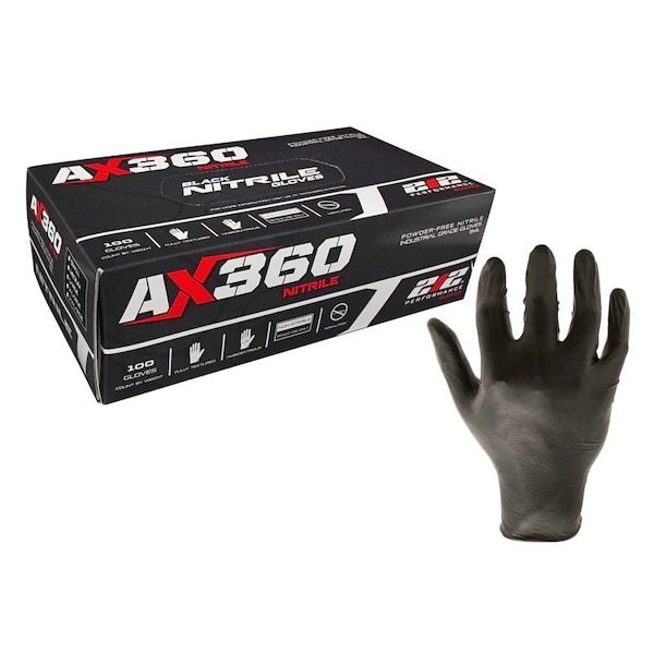 212 Performance NTG-05, Disposable Gloves, 5 mil Palm, Nitrile, Powder-Free, M, 100 PK, Black NTG-05-009 - main