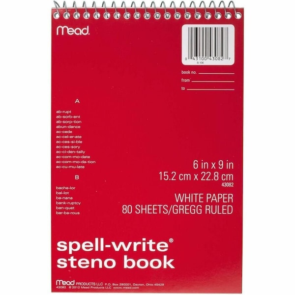 Mead Westvaco SpellWrite Steno Book, Assorted MEA43082 - main