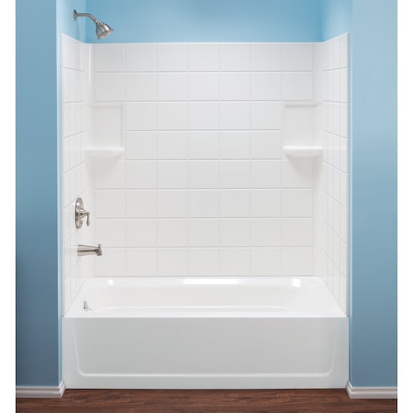Mustee Topaz 60'' L.x59'' Hx30''D. 3-Piece Alcove Tub Wall Kit in Wht 670WHT - main