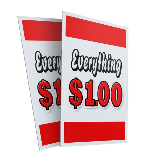 Signmission Everything Dollar, Plastic Signs Only 24 Inch x 36 Inch, Corrugated Plastic, 2PK CSB-2436-2PACK-Everything 1 Dollar - main